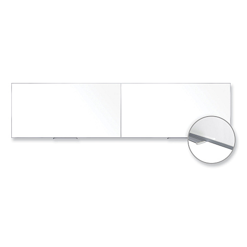 Ghent Magnetic Porcelain Whiteboard with Satin Aluminum Frame, 193 x 48.5, White Surface (M14164)