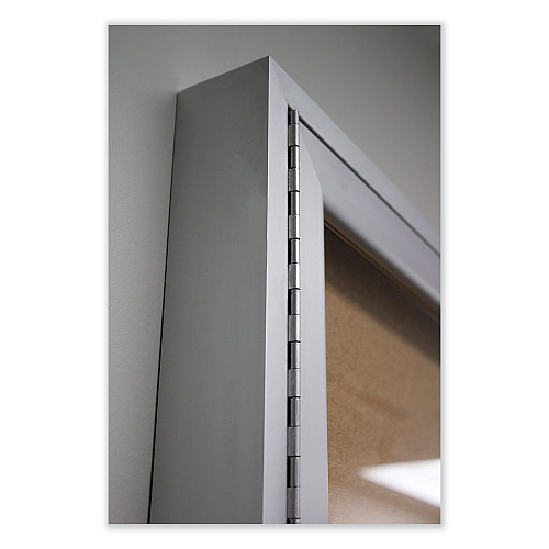 Ghent 1 Door Enclosed Natural Cork Bulletin Board with Satin Aluminum Frame, 36 x 36, Tan Surface (PA13636K)