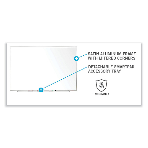 Ghent Non-Magnetic Whiteboard with Aluminum Frame, 60.63 x 36.44, White Surface, Satin Aluminum Frame (M2354)