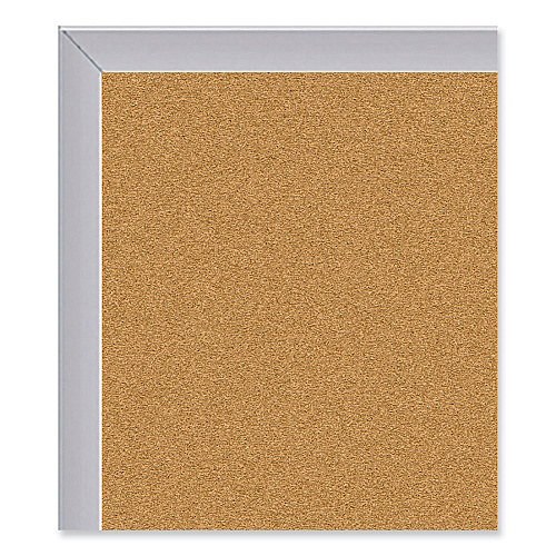 Ghent Aluminum-Frame Natural Corkboard, 96.5 x 48.5, Tan Surface, Satin Aluminum Frame (AK48)