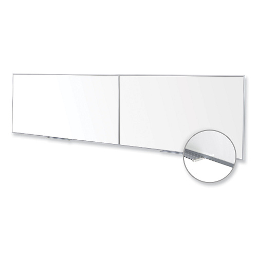 Ghent Magnetic Porcelain Whiteboard with Satin Aluminum Frame, 193 x 48.5, White Surface (M14164)