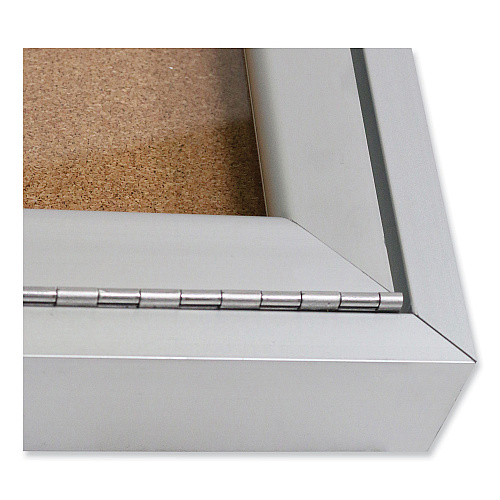 Ghent 1 Door Enclosed Natural Cork Bulletin Board with Satin Aluminum Frame, 36 x 36, Tan Surface (PA13636K)
