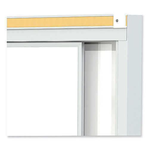 Ghent Horizontal Sliding Porcelain Magnetic Whiteboard, 144 x 48, White Surface, Satin Aluminum Frame (HSM2412)