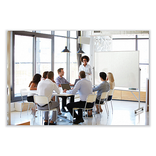 Ghent Reversible Magnetic Porcelain Whiteboard w/Satin Aluminum Frame, 101.25 x 78.25, White Surface (ARM1M148)