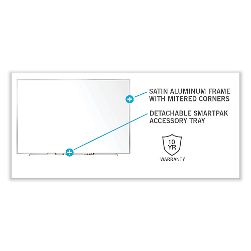 Ghent Non-Magnetic Whiteboard with Aluminum Frame, 48.63 x 48.47, White Surface, Satin Aluminum Frame (M2444)