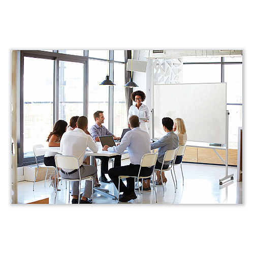 Ghent Reversible Magnetic Porcelain Whiteboard, Satin Aluminum Frame, 53.25 x 72.25, White Surface (ARM1M134)