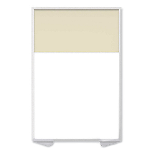 Ghent Floor Partition with Aluminum Frame and 2 Split Panel Infill, 48.06 x 2.04 x 71.86, White/Carmel (MP7248208A)