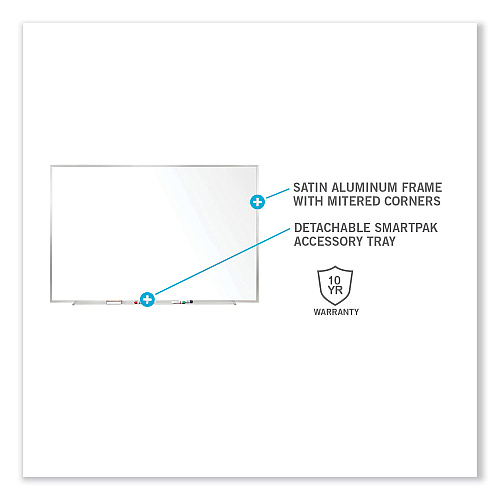 Ghent Non-Magnetic Whiteboard with Aluminum Frame, 96.63 x 48.47, White Surface, Satin Aluminum Frame (M2484)