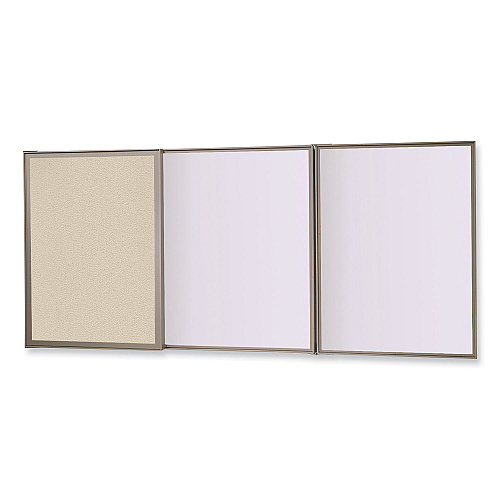 Ghent VisuALL PC Whiteboard Cabinet, Beige Fabric Bulletin Board Exterior Doors, 36 x 24, Aluminum Frame (41300)