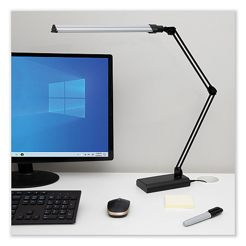V-Light LED Ultra Slim Lamp with Swing Arm, 21.5" High, Black/Silver (8VSL188NC)