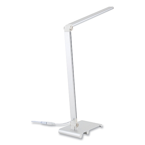 V-Light LED Desk Lamp with Dimmer, 2-Point Adjustable Neck, 15" High, Silver (VSL129S)