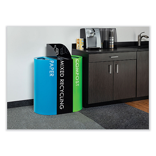 Safco Mixx Recycling Center Half-Round Receptacle, 23 gal, Steel, Green (9447GN)