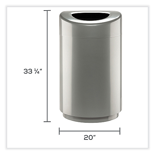 Safco Open Top Round Waste Receptacle, 30 gal, Steel, Silver (9920SL)