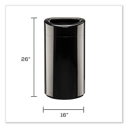 Safco Open Top Oval Waste Receptacle, 14 gal, Steel, Black (9921BL)