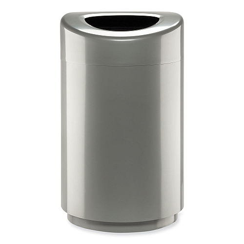 Safco Open Top Round Waste Receptacle, 30 gal, Steel, Silver (9920SL)