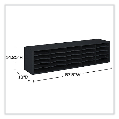 Safco E-Z Sort Sorter Module, 20 Compartments, 57.5 x 13 x 14.25, Black (7751BL)