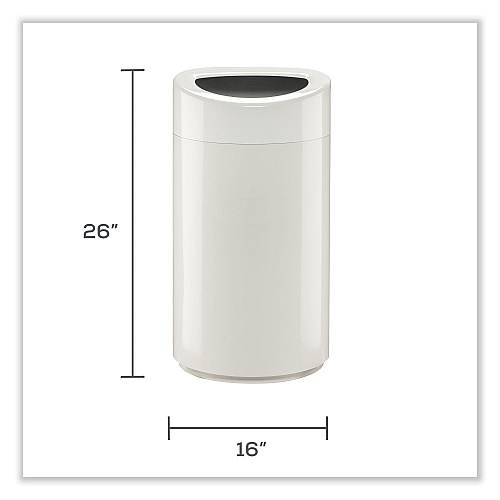 Safco Open Top Oval Waste Receptacle, 14 gal, Steel, White (9921WH)