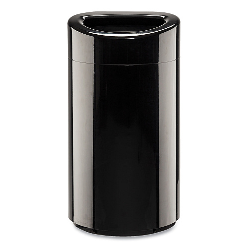 Safco Open Top Oval Waste Receptacle, 14 gal, Steel, Black (9921BL)