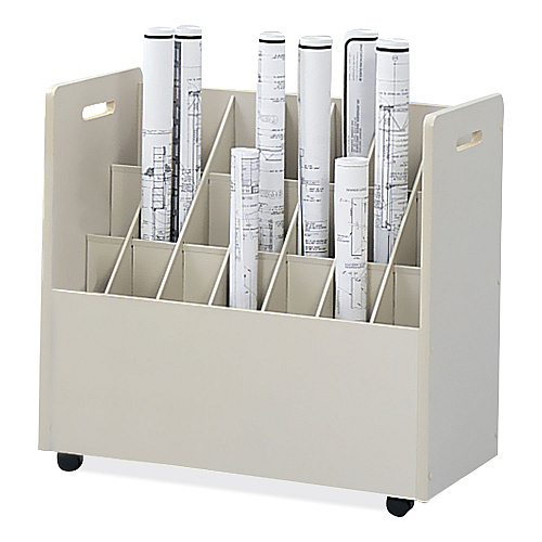 Safco Mobile Roll File, 21 Compartments, 30.25w x 15.75d x 29.25h, Tan (3043)