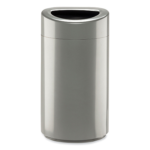 Safco Open Top Oval Waste Receptacle, 14 gal, Steel, Silver (9921SL)