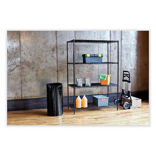 Safco Open Top Oval Waste Receptacle, 14 gal, Steel, Black (9921BL)