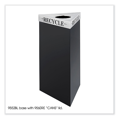 Safco Trifecta Waste Receptacle Lid. Laser Cut "RECYCLE" Inscription, 20w x 20d x 3h, Stainless Steel (9560RE)