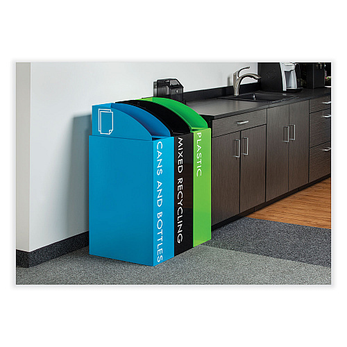 Safco Mixx Recycling Center Rectangular Receptacle, 29 gal, Steel, Green (9448GN)