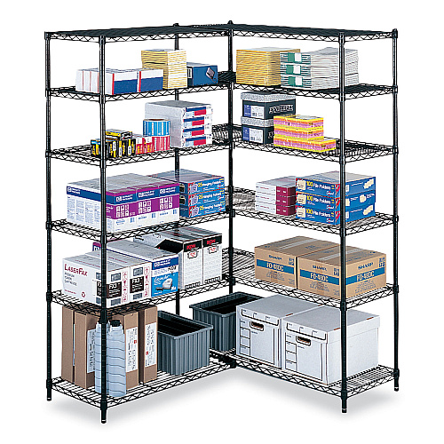 Safco Industrial Add-On Unit, Four-Shelf, 48w x 24d x 72h, Steel, Black (5295BL)