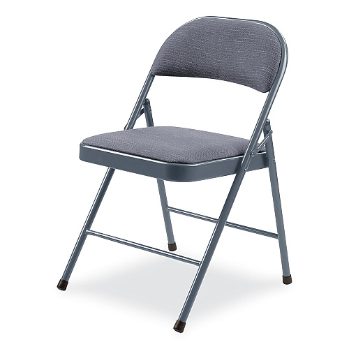 BASICS by NPS 970 Series Fabric Padded Steel Folding Chair, Supports Up to 250 lb, 17.75" Seat Height, Star Trail Blue, 4/Carton (974)