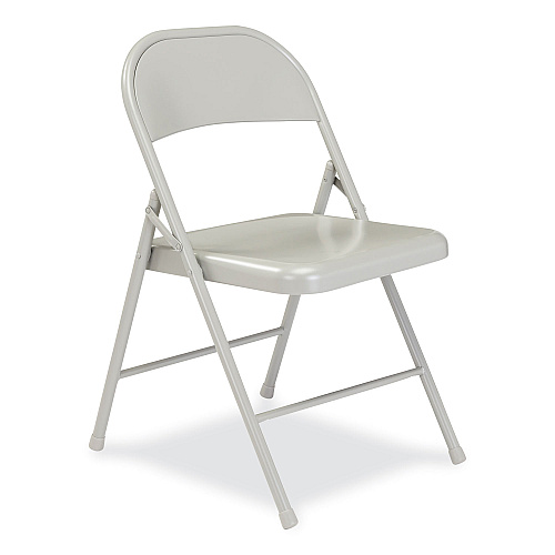 BASICS by NPS 900 Series All-Steel Folding Chair, Supports Up to 250 lb, 17.75" Seat Height, Gray Seat, Gray Back, Gray Base, 4/Cartpn (902)