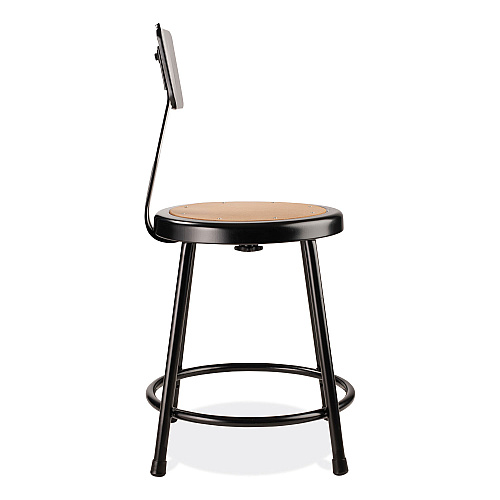 NPS 6200 Series 18" Heavy Duty Stool with Backrest, Supports Up to 500 lb, 33" Seat Height, Brown Seat, Black Back/Base (6218B10)