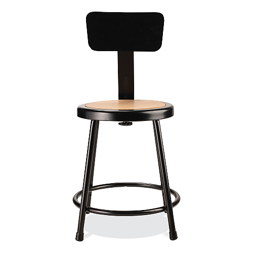 NPS 6200 Series 18" Heavy Duty Stool with Backrest, Supports Up to 500 lb, 33" Seat Height, Brown Seat, Black Back/Base (6218B10)