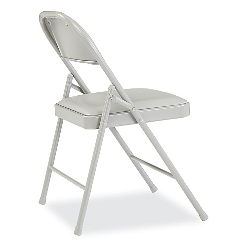 BASICS by NPS 950 Series Vinyl Padded Steel Folding Chair, Supports Up to 250 lb, 17.75" Seat Height, Gray, 4/Carton (952)