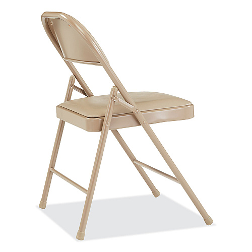 BASICS by NPS 950 Series Vinyl Padded Steel Folding Chair, Supports Up to 250 lb, 17.75" Seat Height, Beige, 4/Carton (951)