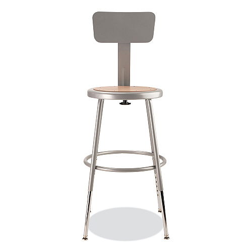 NPS 6200 Series 19" to 27" Height Adjustable Heavy Duty Stool with Backrest, Supports 500 lb, Brown Seat, Gray Back, Gray Base (6218HB)