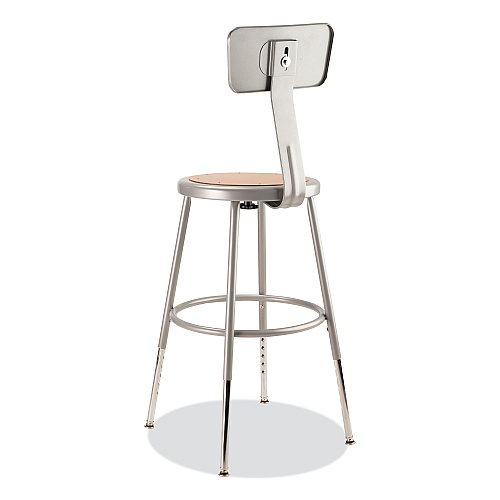 NPS 6200 Series 19" to 27" Height Adjustable Heavy Duty Stool with Backrest, Supports 500 lb, Brown Seat, Gray Back, Gray Base (6218HB)