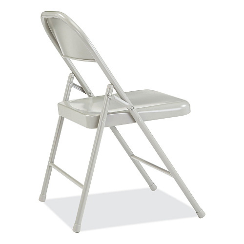 BASICS by NPS 900 Series All-Steel Folding Chair, Supports Up to 250 lb, 17.75" Seat Height, Gray Seat, Gray Back, Gray Base, 4/Cartpn (902)