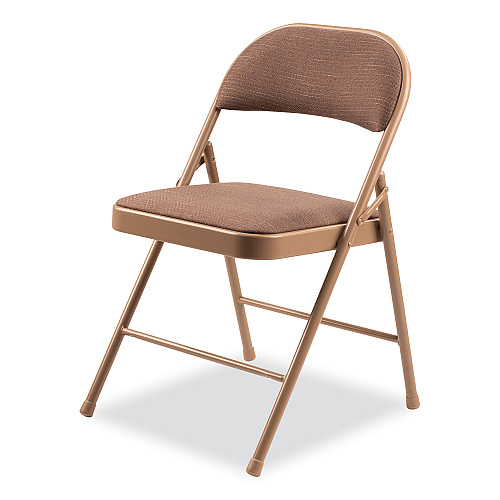 BASICS by NPS 970 Series Fabric Padded Steel Folding Chair, Supports Up to 250 lb, 17.75" Seat Height, Star Trail Brown, 4/Carton (973)