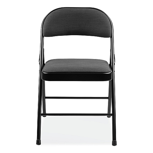 BASICS by NPS 970 Series Fabric Padded Steel Folding Chair, Supports Up to 250 lb, 17.75" Seat Height, Star Trail Black, 4/Carton