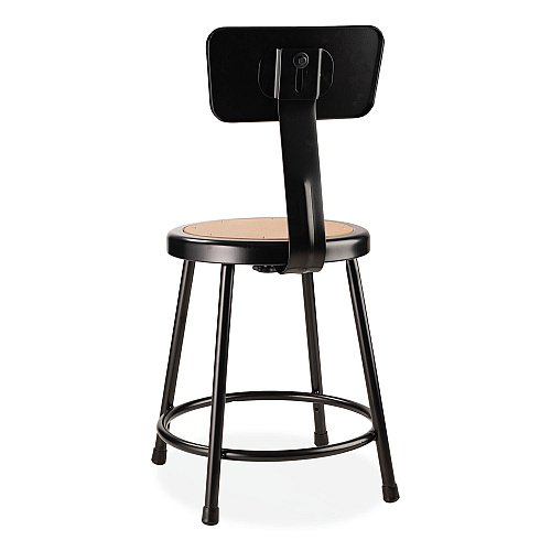 NPS 6200 Series 18" Heavy Duty Stool with Backrest, Supports Up to 500 lb, 33" Seat Height, Brown Seat, Black Back/Base (6218B10)