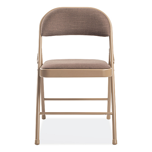 BASICS by NPS 970 Series Fabric Padded Steel Folding Chair, Supports Up to 250 lb, 17.75" Seat Height, Star Trail Brown, 4/Carton (973)