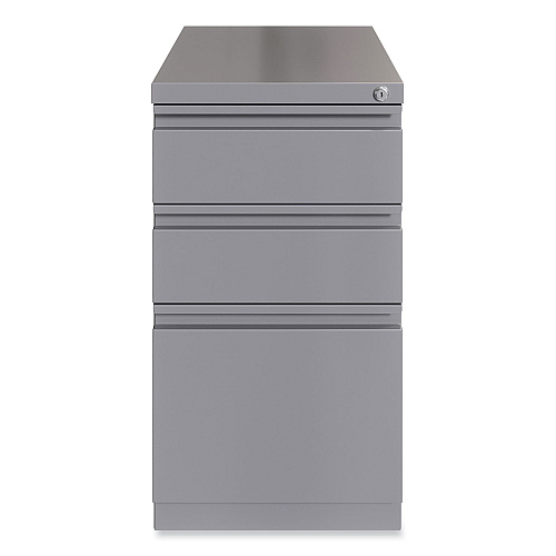 Hirsh Industries Full-Width Pull 20 Deep Mobile Pedestal File, 3-Drawer: Box/Box/File, Letter, Arctic Silver, 15 x 19.88 x 27.75 (24110)
