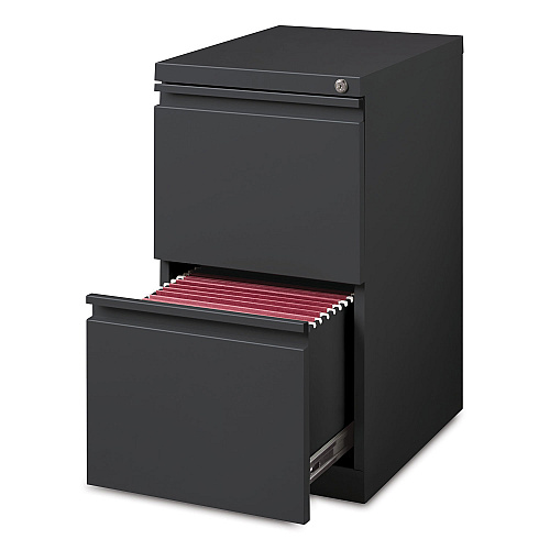 Hirsh Industries Full-Width Pull 20 Deep Mobile Pedestal File, 2-Drawer: File/File, Letter, Charcoal, 15 x 19.88 x 27.75 (19328)