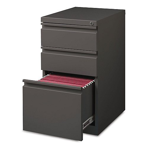 Hirsh Industries Full-Width Pull 20 Deep Mobile Pedestal File, 3-Drawer: Box/Box/File, Letter, Medium Tone, 15x19.88x27.75 (19354)