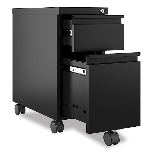 Hirsh Industries Zip Mobile Pedestal File, 2-Drawer: Box/File, Legal/Letter, Black, 10 x 19.88 x 21.75 (22650)