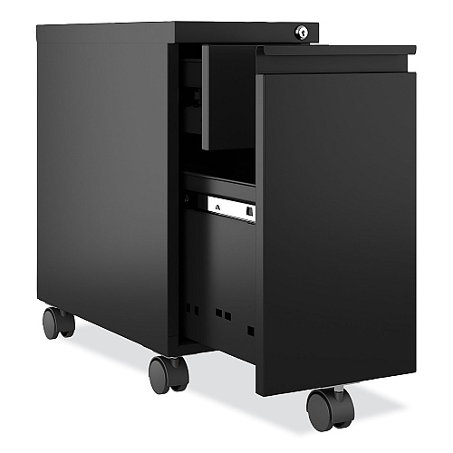 Hirsh Industries Zip Mobile Pedestal File, 1-Drawer: File, Legal/Letter, Black, 10 x 19.88 x 21.75 (22651)