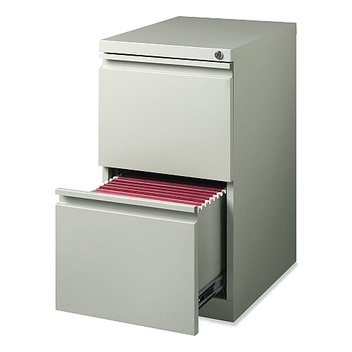 Hirsh Industries Full-Width Pull 20 Deep Mobile Pedestal File, 2-Drawer: File/File, Letter, Light Gray, 15 x 19.88 x 27.75 (18579)