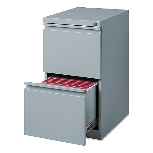 Hirsh Industries Full-Width Pull 20 Deep Mobile Pedestal File, 2-Drawer: File/File, Letter, Platinum, 15 x 19.88 x 27.75 (21857)