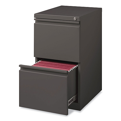 Hirsh Industries Full-Width Pull 20 Deep Mobile Pedestal File, 2-Drawer: File/File, Letter, Medium Tone, 15 x 19.88 x 27.75 (19358)