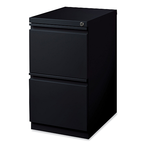Hirsh Industries Full-Width Pull 20 Deep Mobile Pedestal File, 2-Drawer: File/File, Letter, Black, 15 x 19.88 x 27.75 (18578)